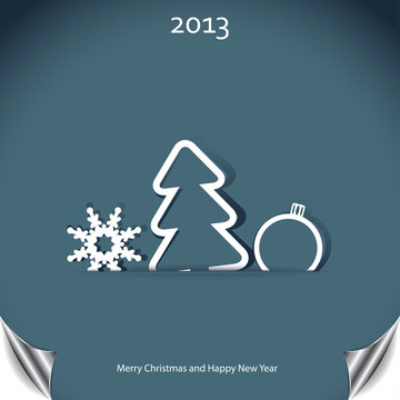 Christmas background with christmas tree and snowflake