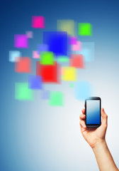 Cell phone and a futuristic digital depiction