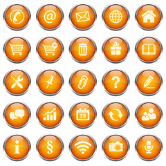 Button Icon Set Rund Orange 2 - 46474003