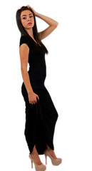 Fototapeta premium Isolated teen gilr in a long black dress