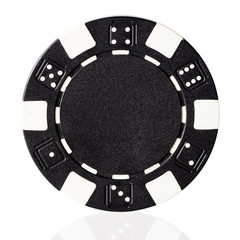 Black poker chip isolated on white