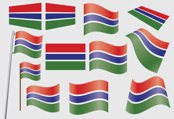set of flags of Gambia vector illustration