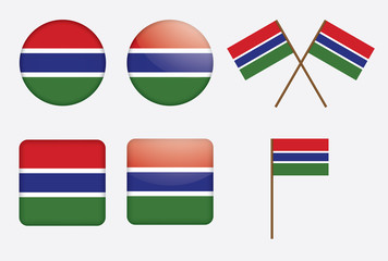 set of badges with flag of Gambia vector illustration