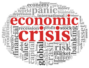 Economic crisis concept on white