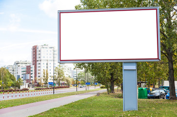 Blank billboard in city center