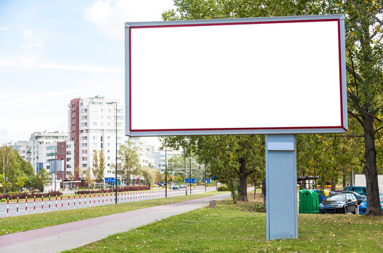 Blank billboard in city center
