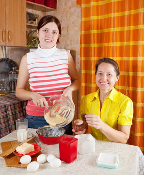 women making Easter cake