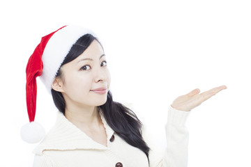 サンタ帽を被った女の子
