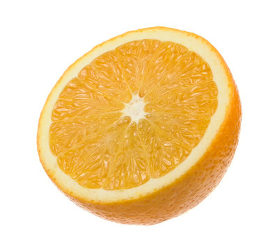 Juicy Orange Cut in Half Isolated on White Background