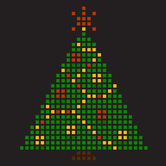 New Year's tree. Pixel art. Vector illustration 10 eps