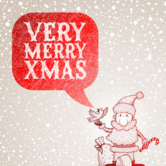 Santa Claus and bullfinch congratulate you with Christmas