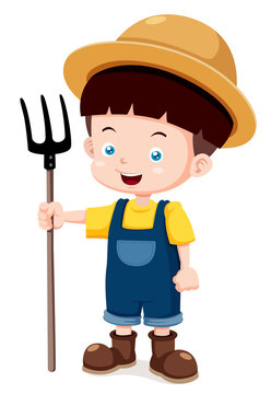 illustration of Cartoon young farmer