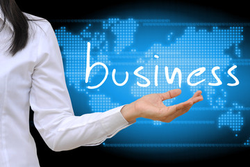 working women hand holding business