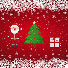 santa claus gift and christmas tree snowy