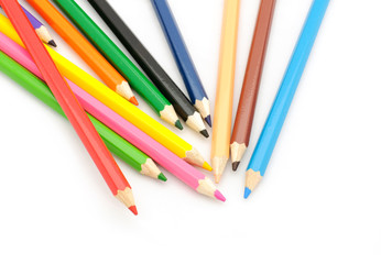 Fototapeta premium Multi Color pencils on white background.