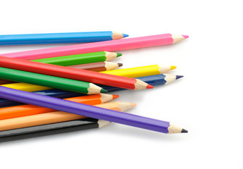 Fototapeta premium Multi Color pencils on white background.