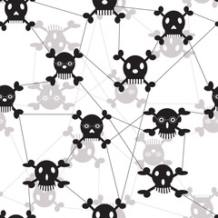 Grid network with funny skulls and crossbones. - 46481809