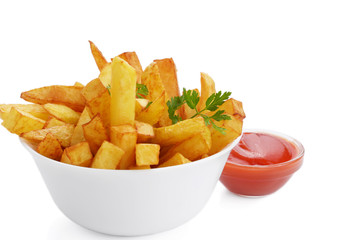 French fries with ketchup