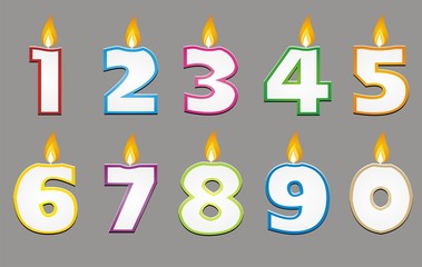 birthday candle with colorful outline vector
