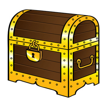 recommend clip art: Trunk chest gold treasure wood old vintage pirate lock