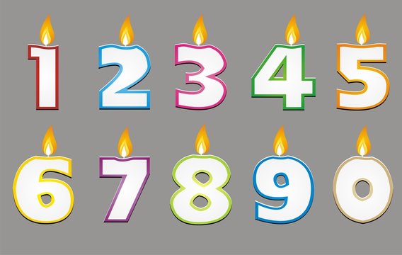 Birthday Candle With Colorful Outline Vector