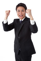 young businessman posing guts