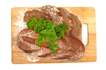 Fresh bread with ear of wheat