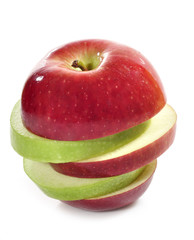 Manzana roja y verde.