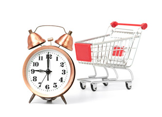 shopping cart with clock