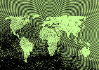 Green grunge world map