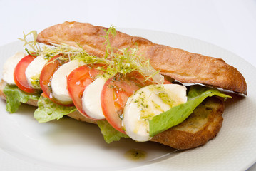 sandwich with tomato and mozarella