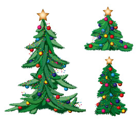 Set of ornate Christmas trees
