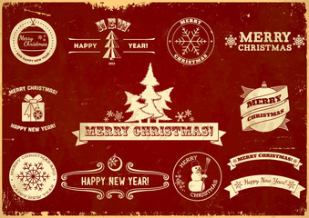Set of Christmas vintage labels