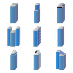 icons of city buildings set