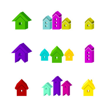 set of house icon for advertising real estate services