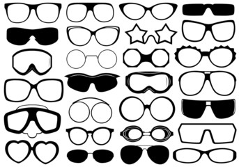 Different eyeglasses isolated - obrazy, fototapety, plakaty