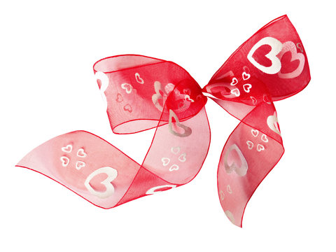 Ribbon bow with hearts isolated on white (with clipping path)