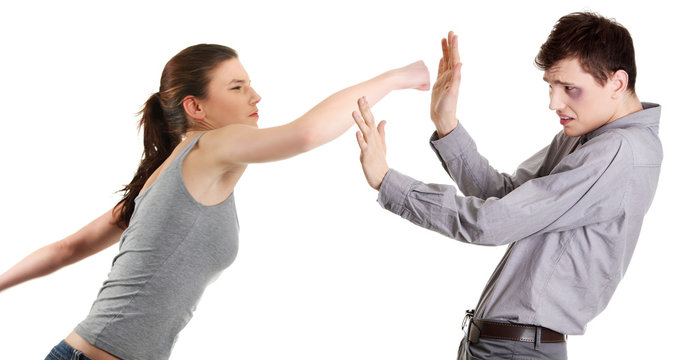Attractive young couple fighting.