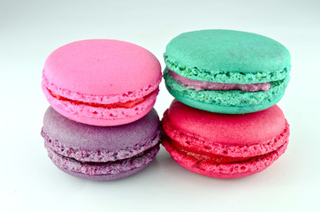 Colorful macaroons isolated on white background