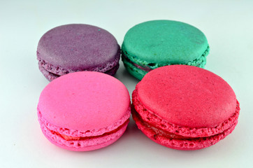 Colorful macaroons isolated on white background