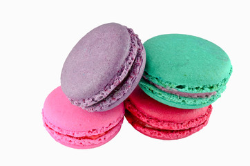 Colorful macaroons isolated on white background