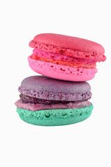 Colorful macaroons isolated on white background