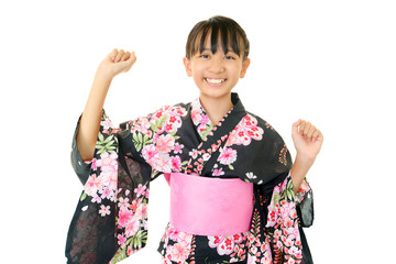 浴衣を着て微笑む女の子