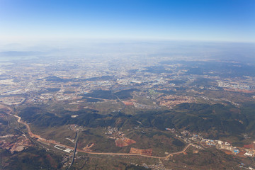 Aerial view of Kunming, China.