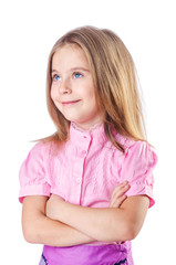 Fototapeta premium Cute little girl isolated on the white