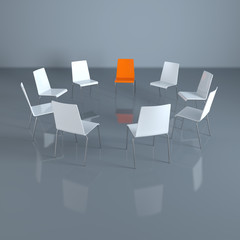 Fototapeta premium Leere Stühle im Kreis