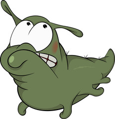 Green worm. Cartoon