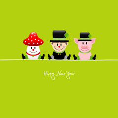 Sitting Fly Agaric, Chimney Sweep & Pig