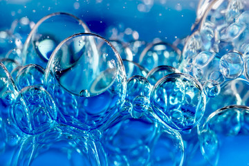 Blue bubbles in clear water