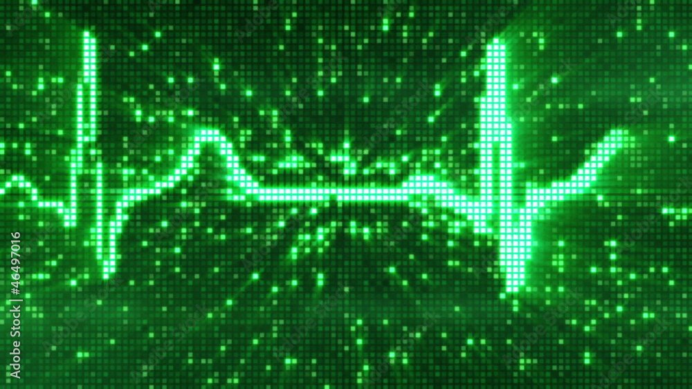Poster digital pixel ekg pulse green loop